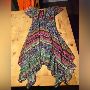 patterned off shoulder dress